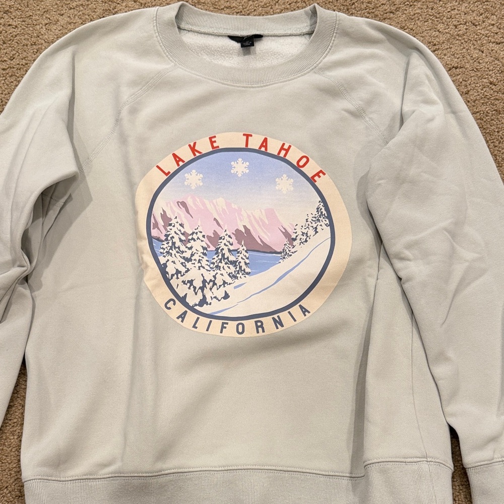 J. Crew Lake Tahoe Graphic Sweatshirt - Light Gray
